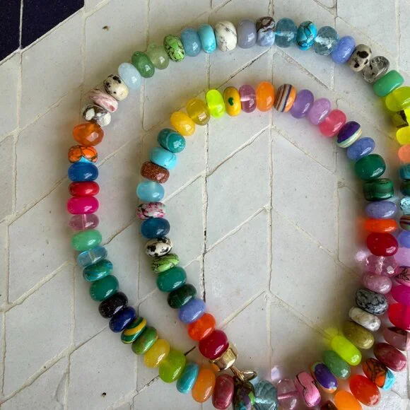 Stunning Lynn Rachel Rose Wild Peacock gemstone necklace with 14 K hardware, 23" - Picture 5 of 7